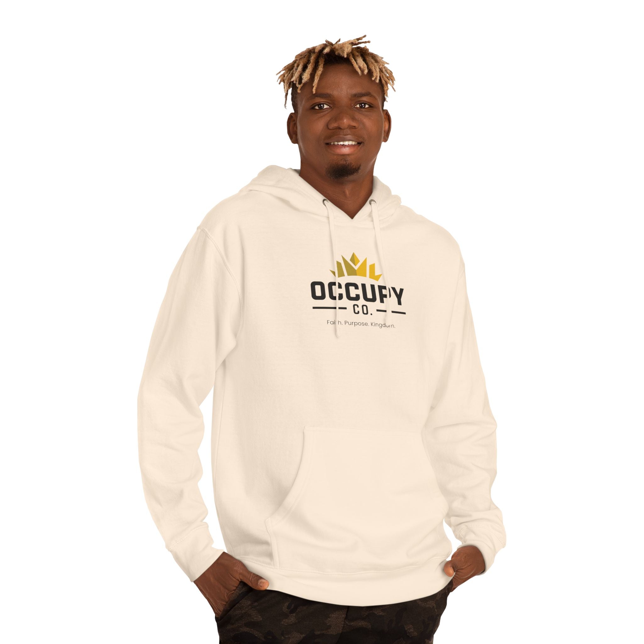 Occupy Co. Logo Hoodie — Minimal White Pullover