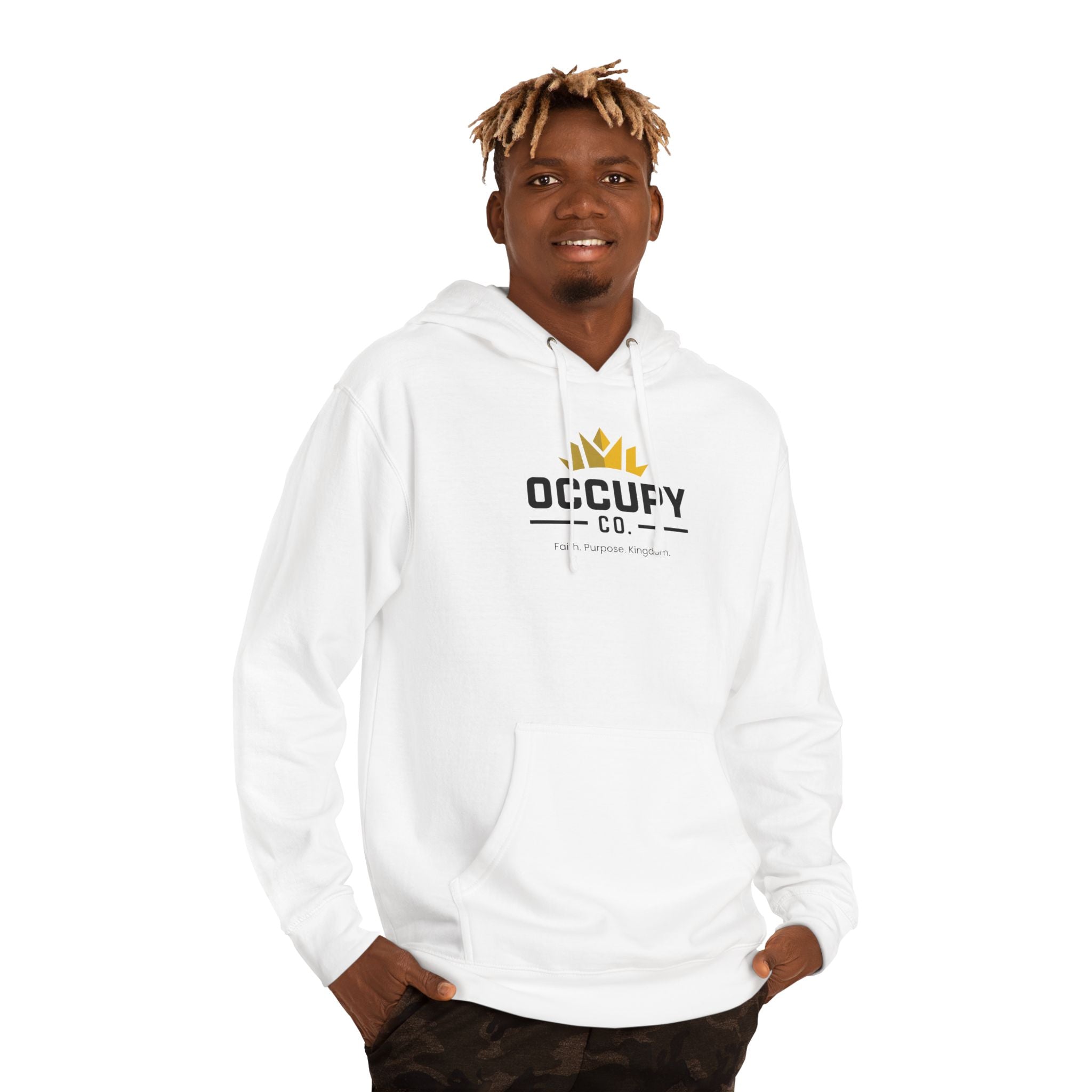 Occupy Co. Logo Hoodie — Minimal White Pullover
