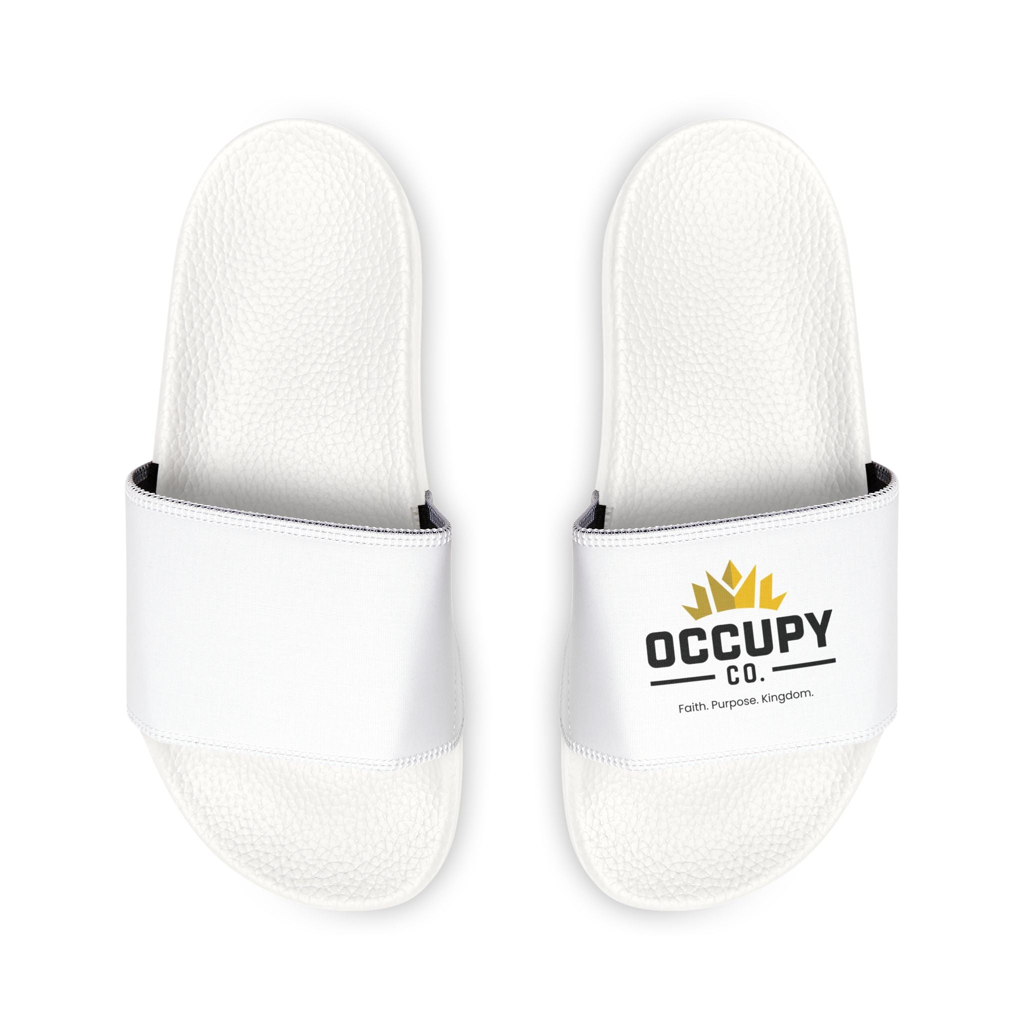 Slide Sandals — Removable Strap White Logo Slides for Men
