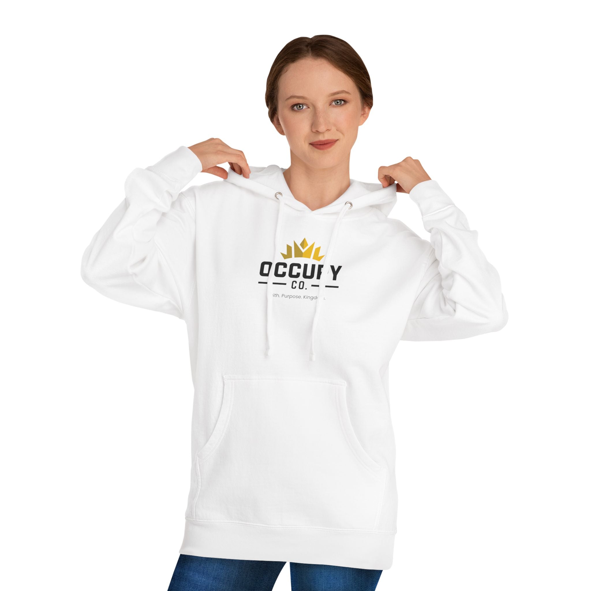 Occupy Co. Logo Hoodie — Minimal White Pullover