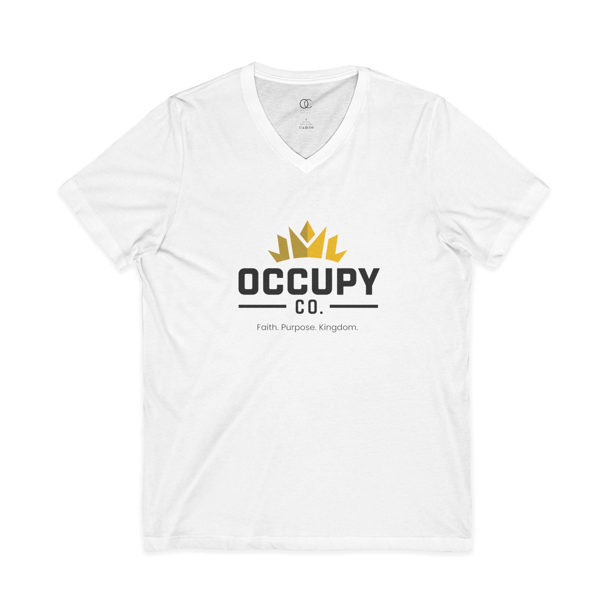Occupy Co. Logo V-Neck T-Shirt — Minimalist Branding Tee