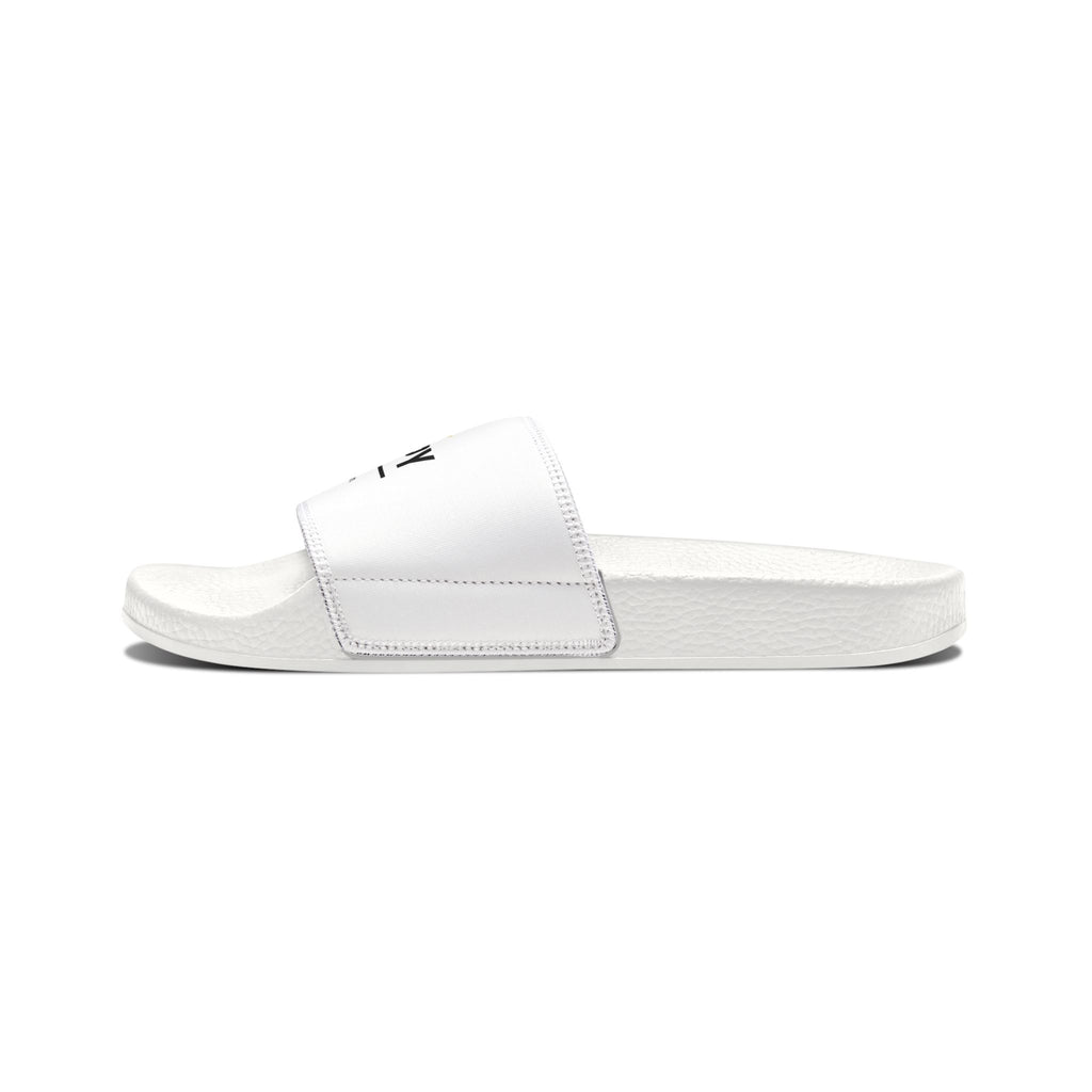 Slide Sandals — Removable Strap White Logo Slides for Men